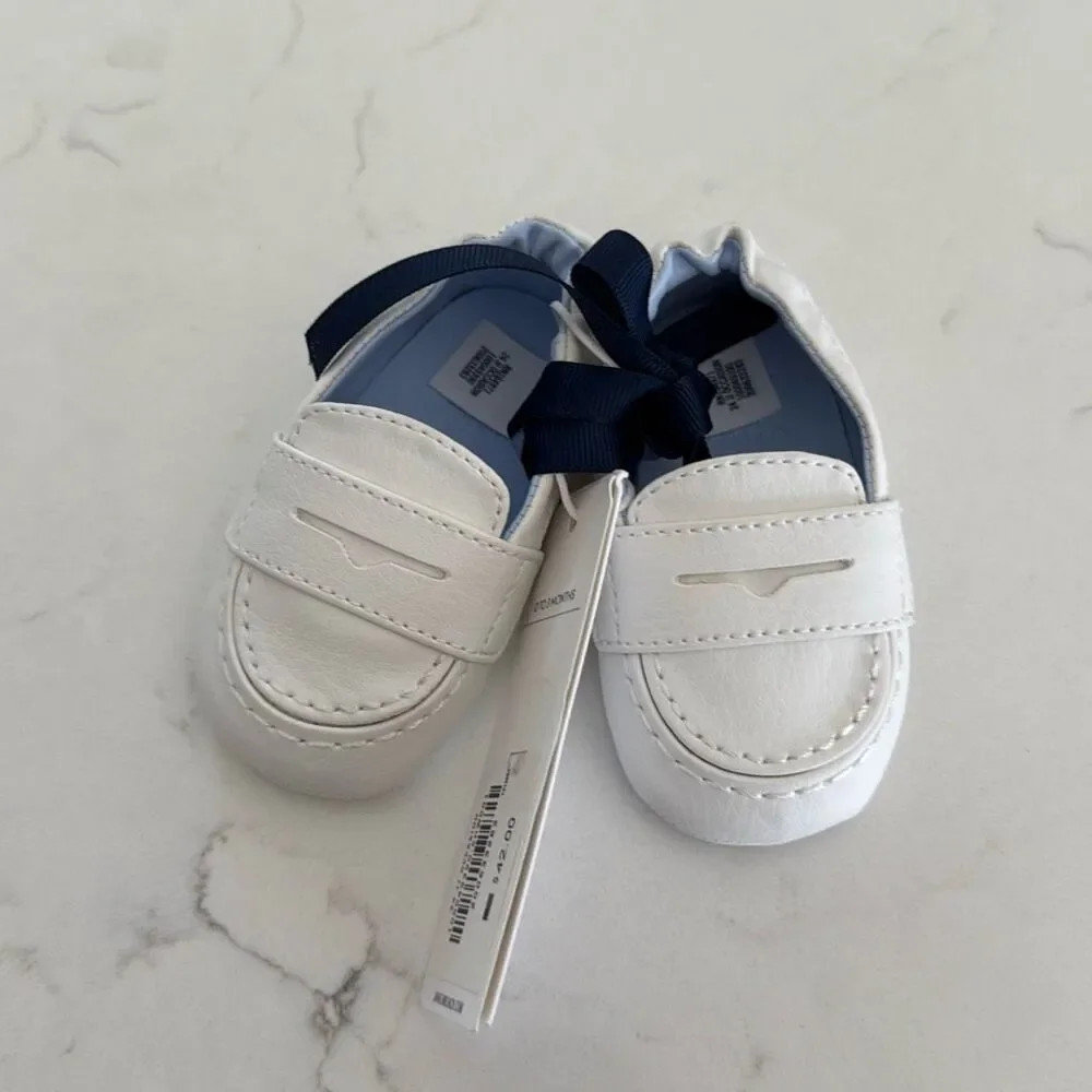 Janie & Jack Baby Penny Loafer in White Size 0/3 Months